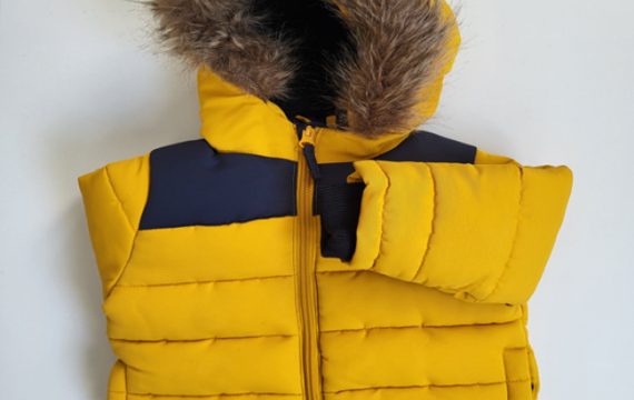 Yellow Winter Jacket With Faux Fur Hooded - Image 4