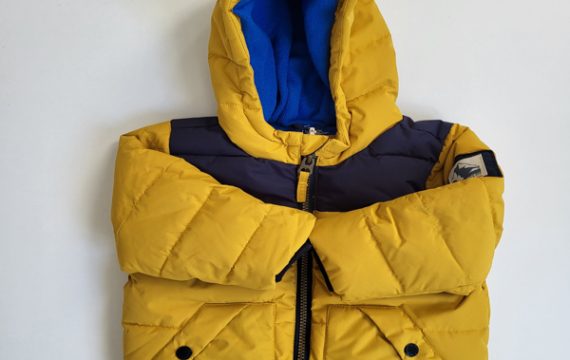 Yellow Colorblock Jacket Coat Hooded For Baby Boys - Image 4